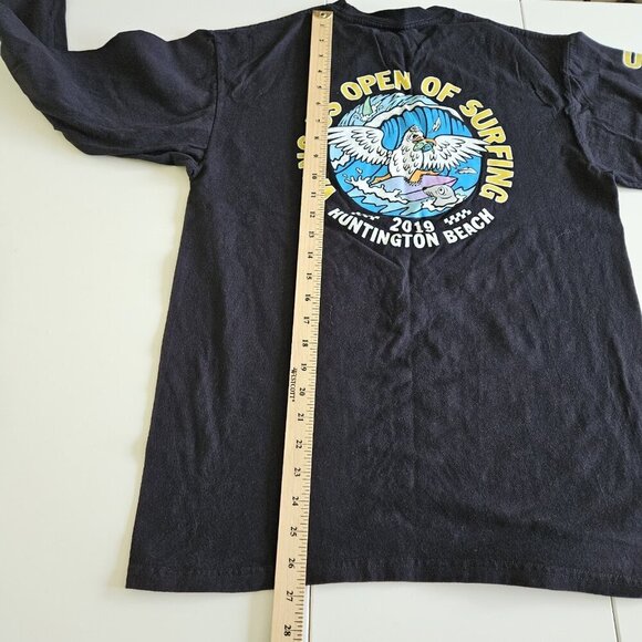 Vans T Shirt Mens M Black Graphic Print LS Cotton US Open Of Surfing Streetwear - Picture 7 of 14